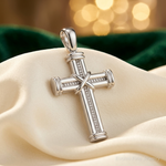 14k White Gold w/ X In Center Of Cross Charm - Lifestyle View