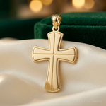 14K Polished Cross Pendant - Lifestyle View