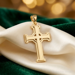 14K Polished Cross Pendant - Lifestyle View