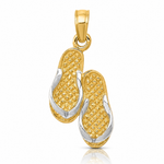 14k  3D w/Rhodium Solid Polished Sandals Pendant - Lifestyle View