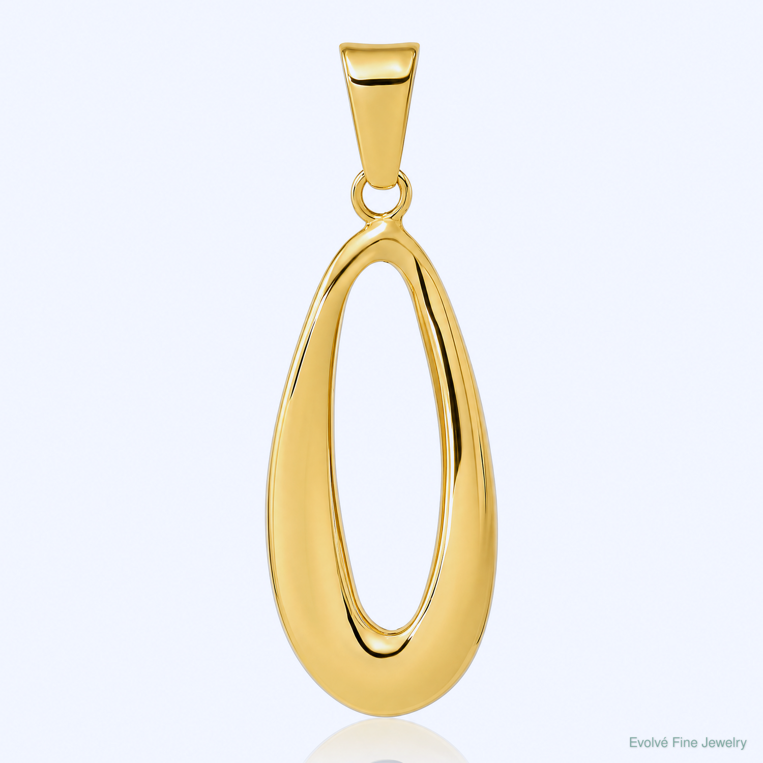14k Polished Hollow Oval Pendant - Lifestyle View
