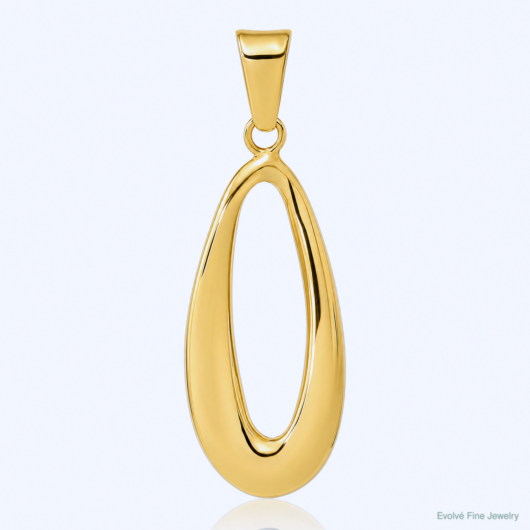 14k Polished Hollow Oval Pendant - Lifestyle View