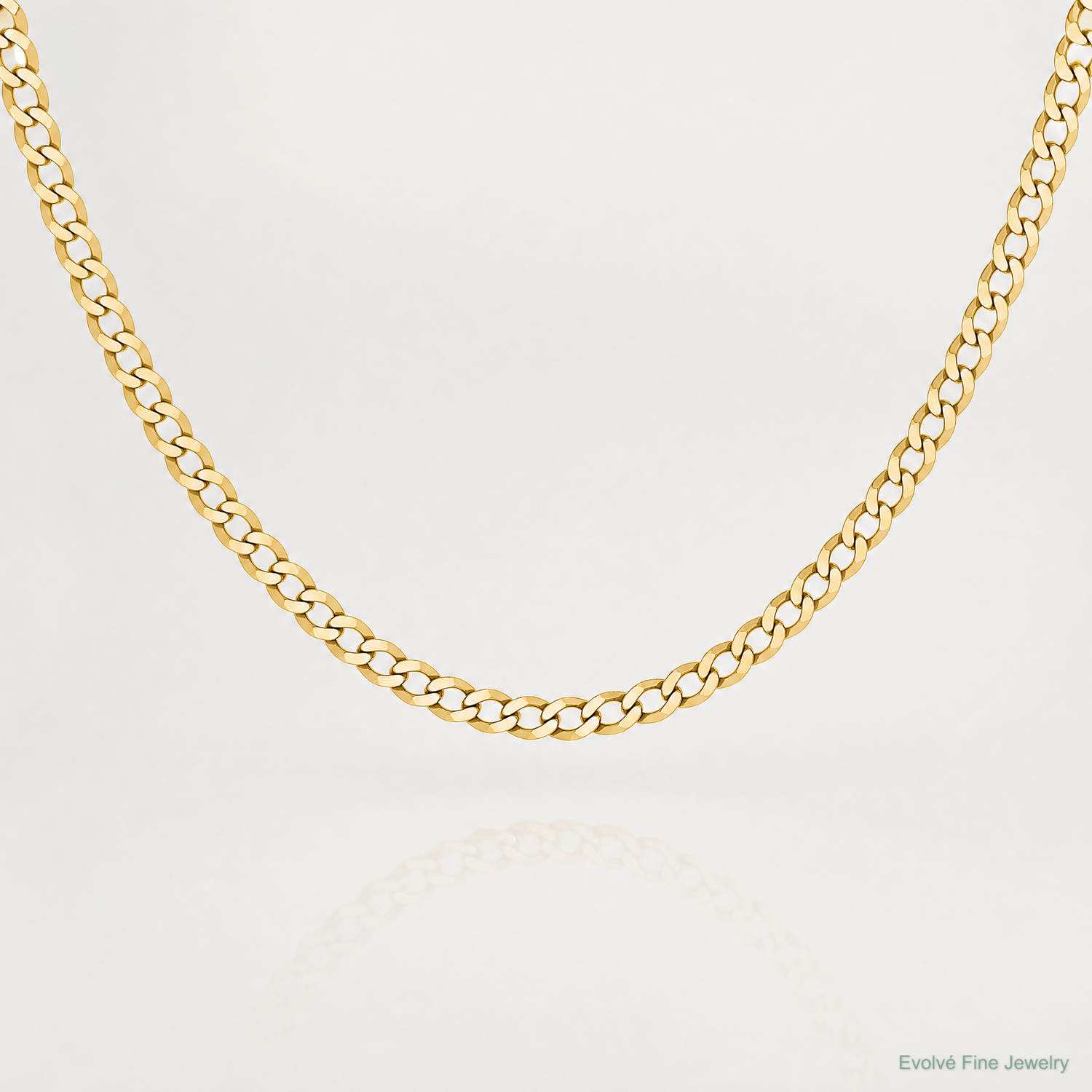 14k 3.1mm Lightweight Flat Cuban Chain - Lifestyle View