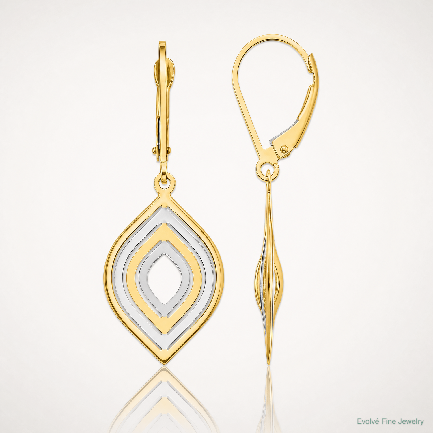 Leslie's 14K with Rhodium Polished Leverback Earrings - Lifestyle View