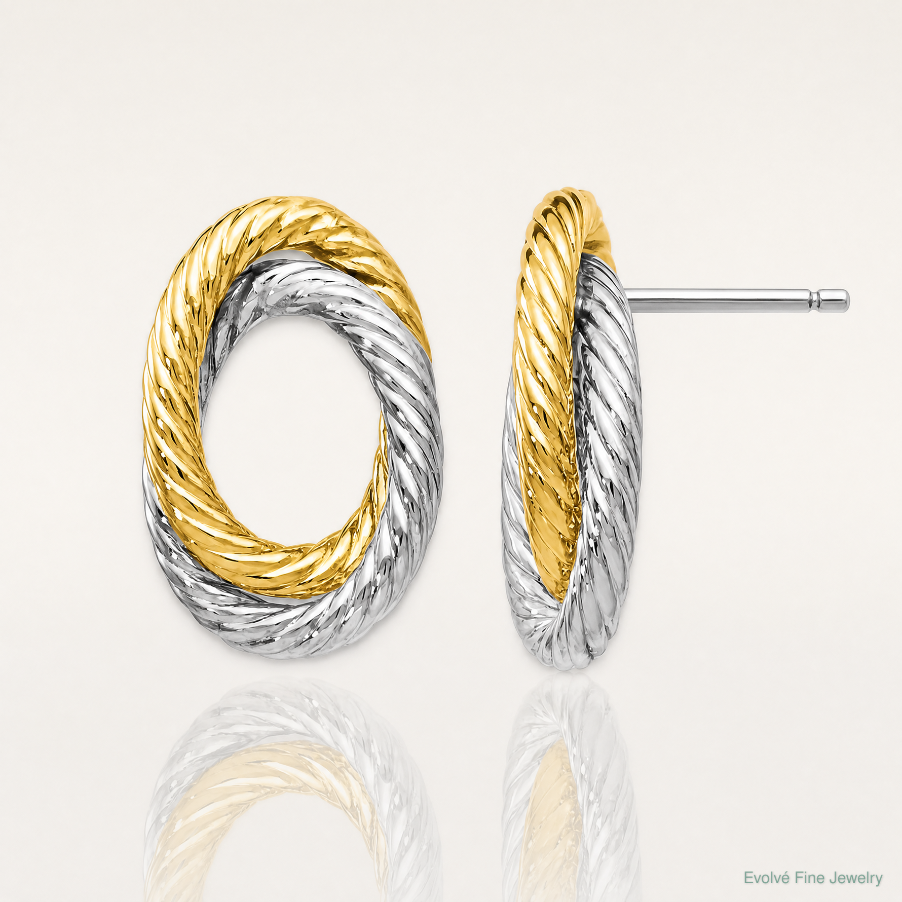 Leslie's 14K w/ White Rhodium Fancy Twisted Oval Post Earrings - Lifestyle View