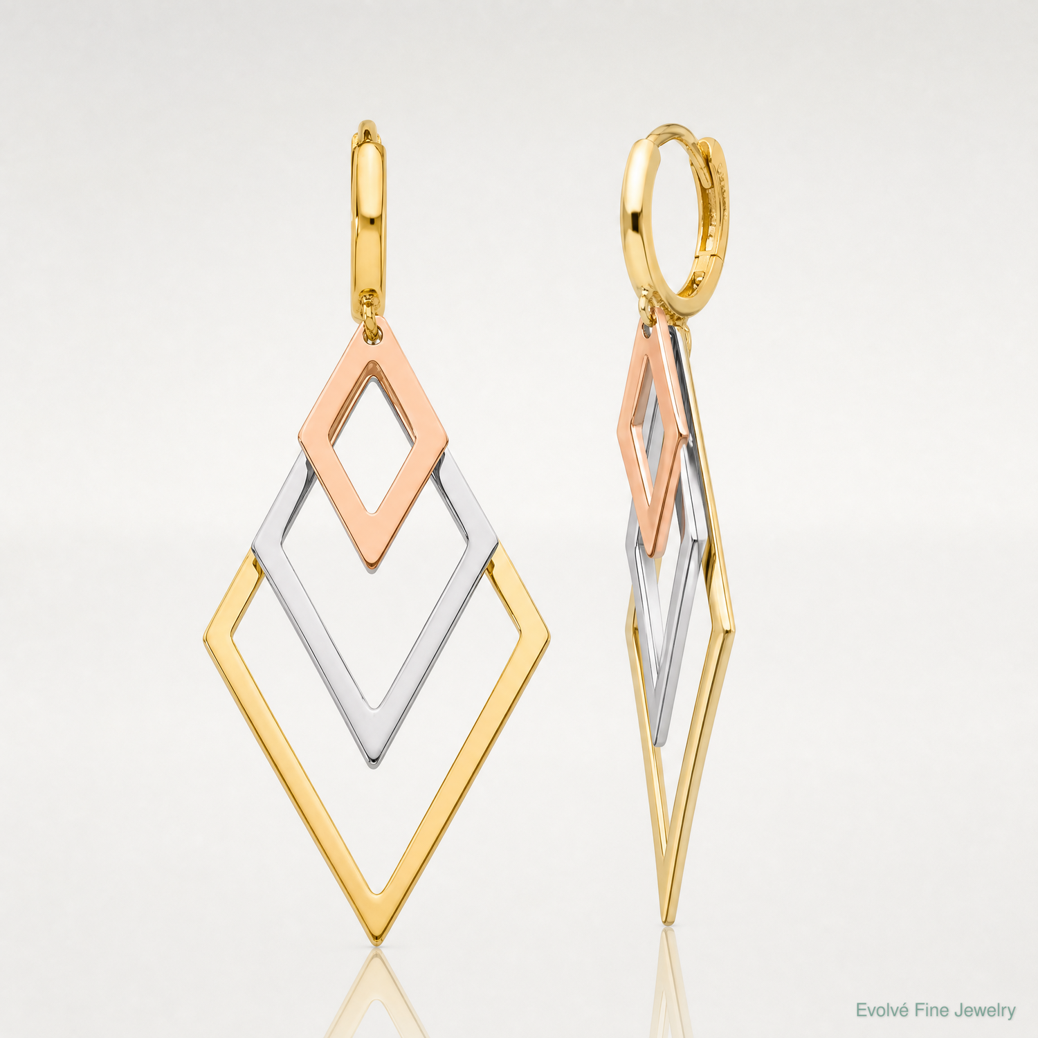 Leslie's 14K Tri-Color Dangle Hoop Earrings - Lifestyle View