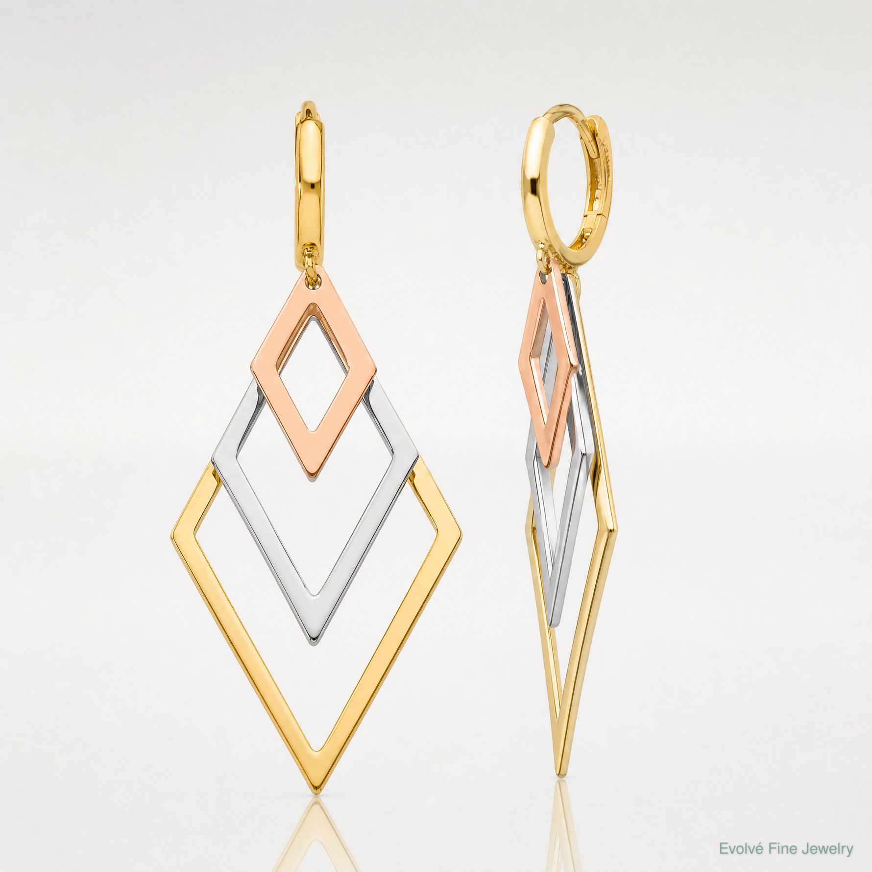 Leslie's 14K Tri-Color Dangle Hoop Earrings - Lifestyle View
