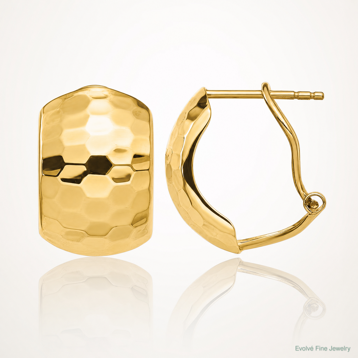Leslie's 14K Polished Hammered Omega Back Earrings - Lifestyle View