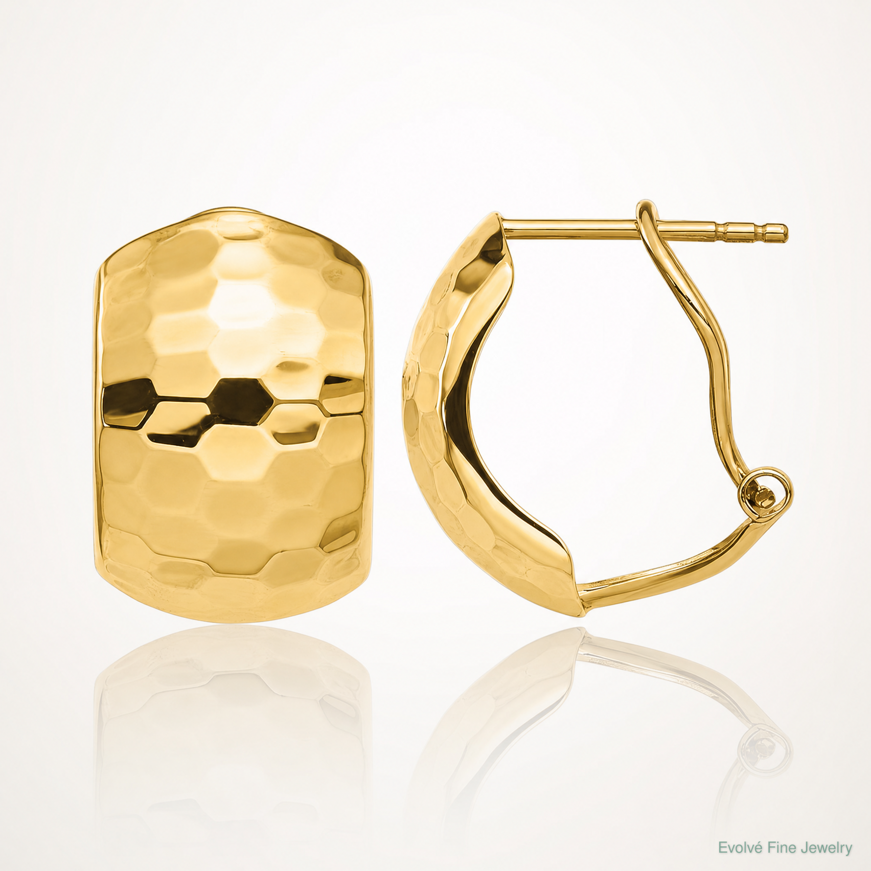 Leslie's 14K Polished Hammered Omega Back Earrings - Lifestyle View