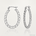 Leslie's 14K White Gold Polished D/C Hollow Hoop Earrings - Lifestyle View