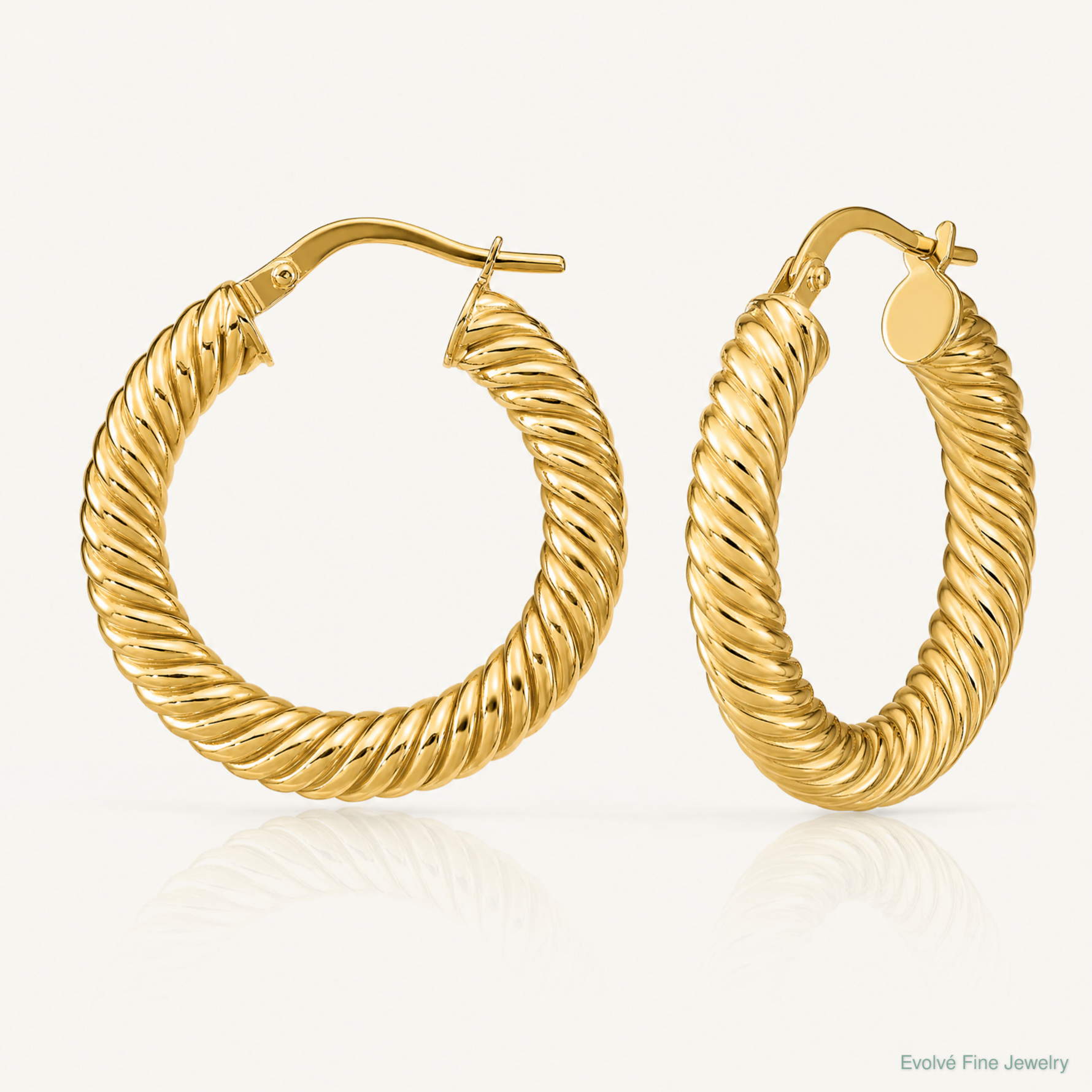 Leslie's 14K Polished Textured Hoop Earrings - Lifestyle View