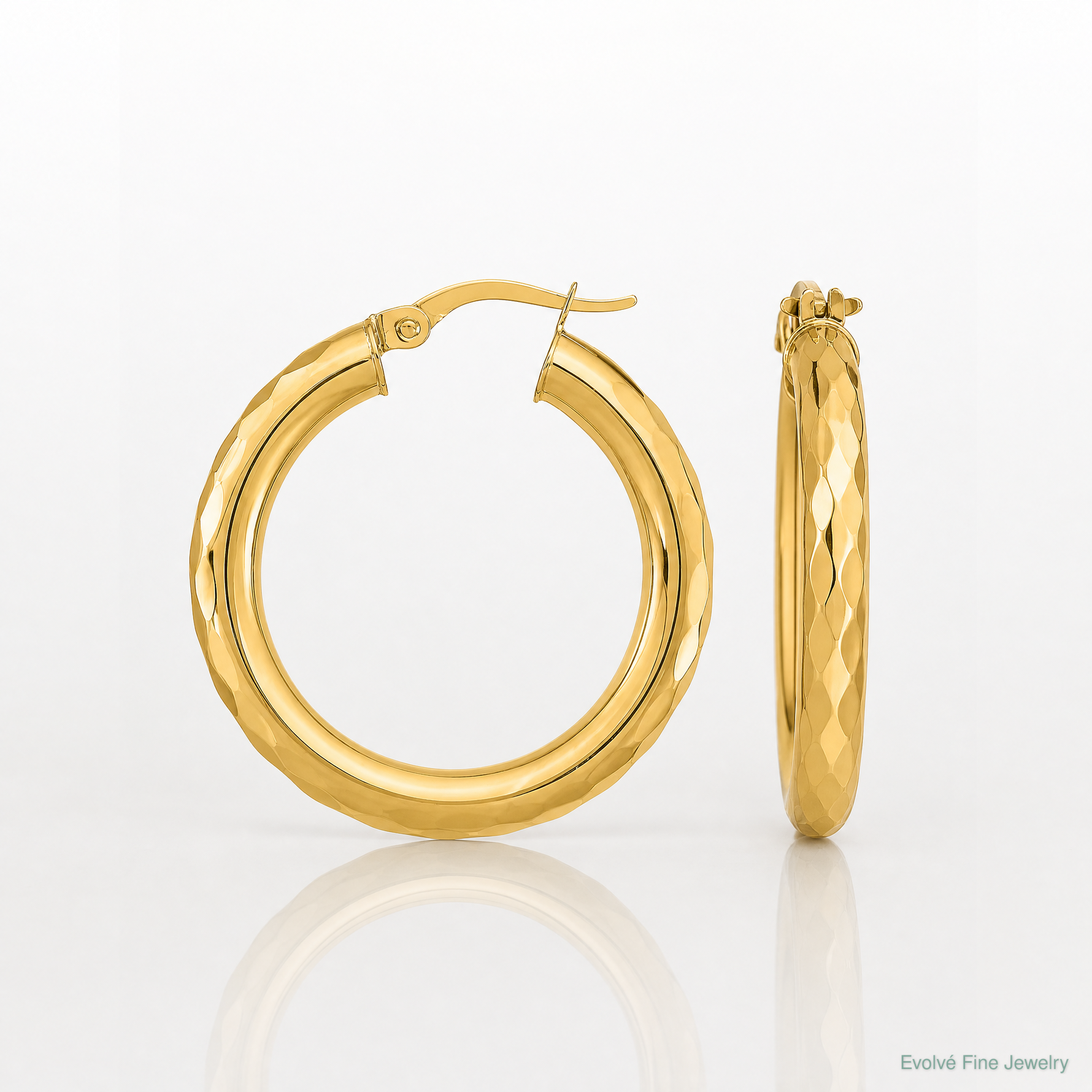 Leslie's 14k Polished D/C Hoop Earrings - Lifestyle View