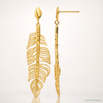 Leslie's 14k Polished D/C Textured Leaf Post Dangle Earrings - Lifestyle View