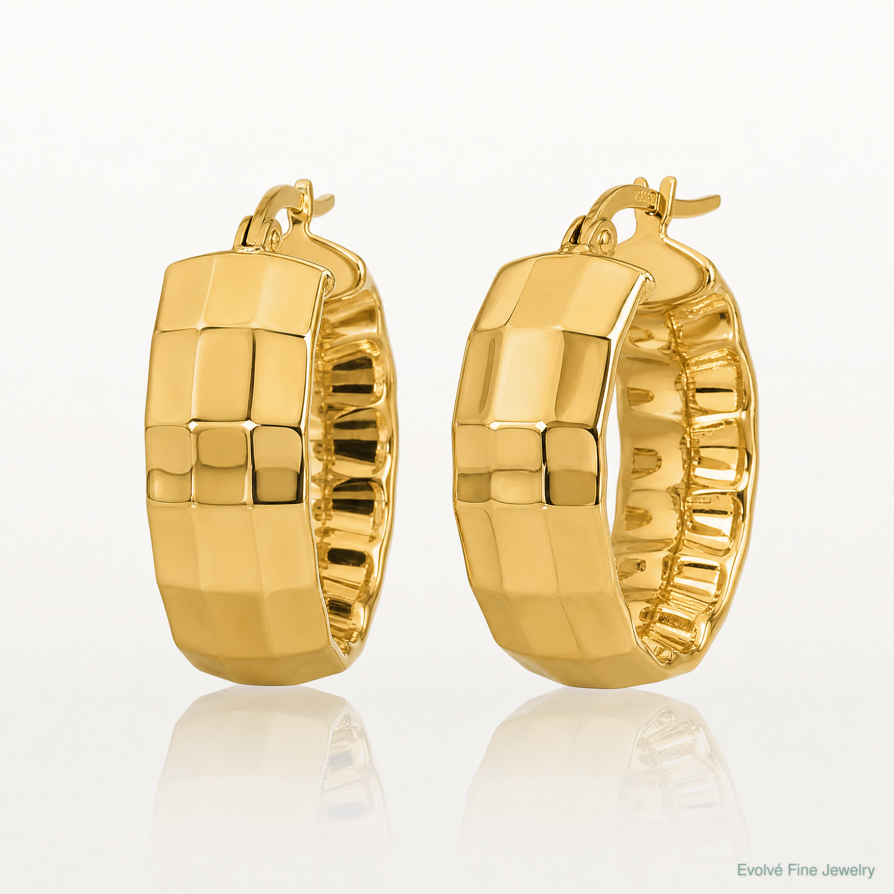 Leslie's 14K Polished Textured Oval Hoop Earrings - Lifestyle View