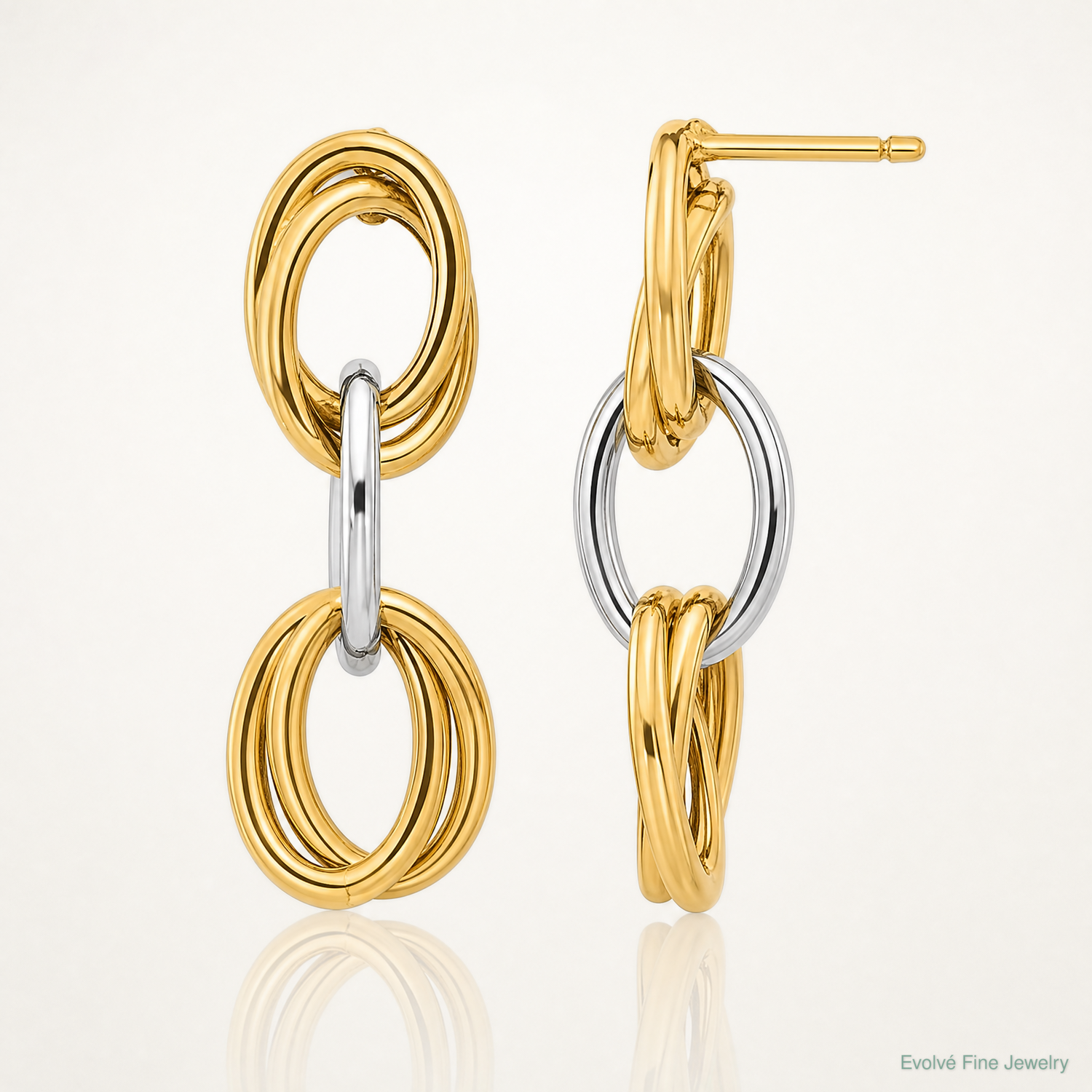 Leslie's 14K with Rhodium Polished Ovals Dangle Earrings - Lifestyle View