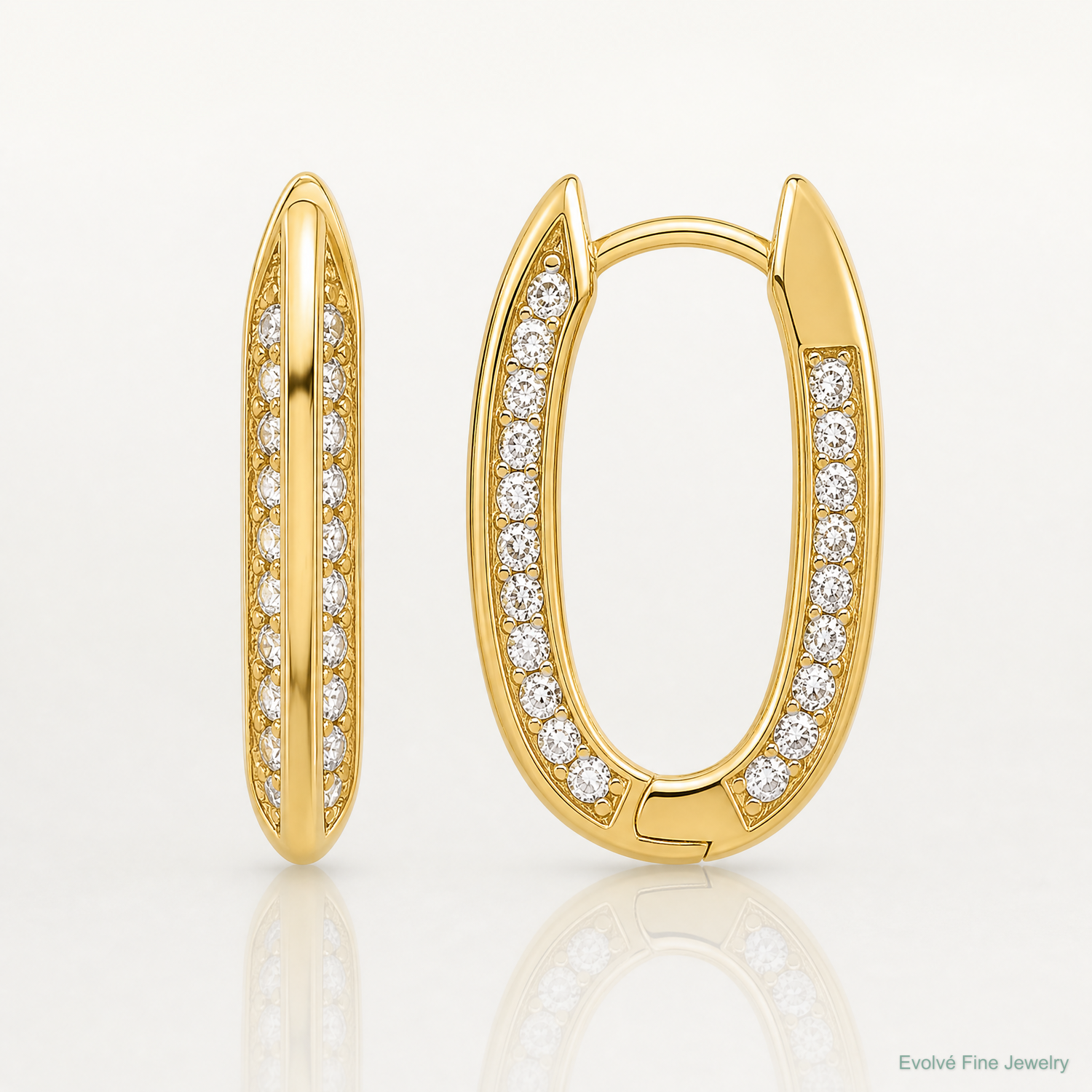 Leslie's 14K Polished CZ Hinged Hoop Earrings - Lifestyle View