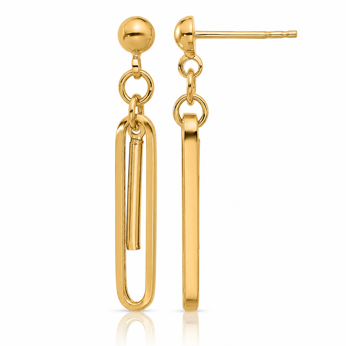 Leslie's 14K Polished Paperclip Dangle Earrings - Lifestyle View