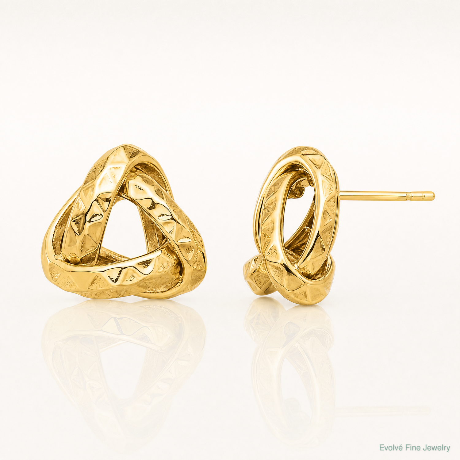 Leslie's 14K Polished and Diamond-cut Triangle Love Knot Post Earrings - Lifestyle View
