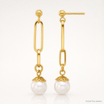 Leslie's 14K Polished Freshwater Cultured Pearl Post Dangle Earrings - Lifestyle View