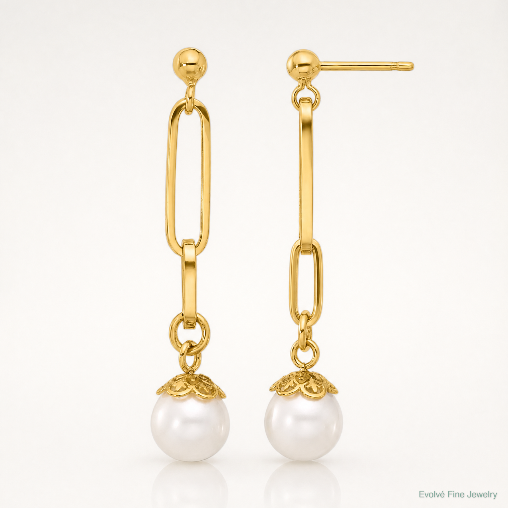 Leslie's 14K Polished Freshwater Cultured Pearl Post Dangle Earrings - Lifestyle View