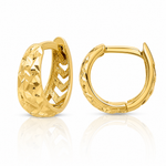 Leslie's 14K Polished and Diamond-cut Huggie Hoop Earrings - Lifestyle View