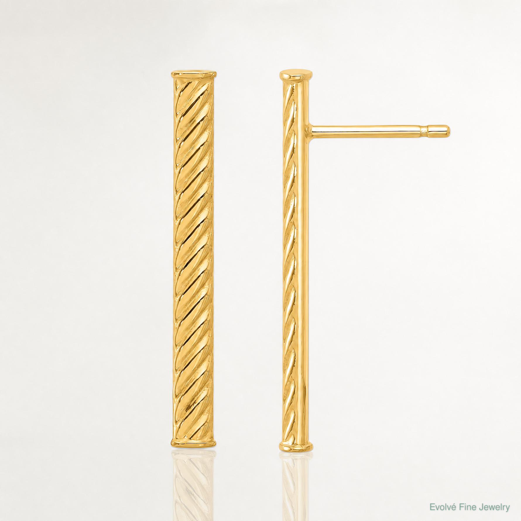 Leslie's 14K Polished and Textured Bar Post Earrings - Lifestyle View