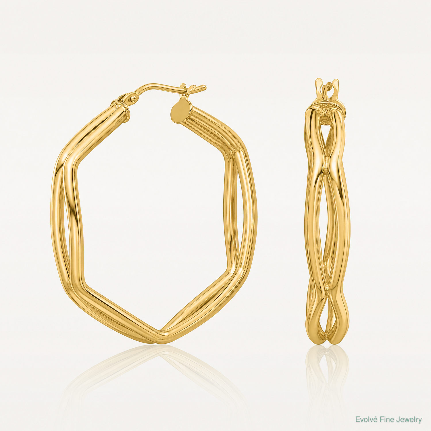 Leslie's 14K Polished Geometric Hoop Earrings - Lifestyle View