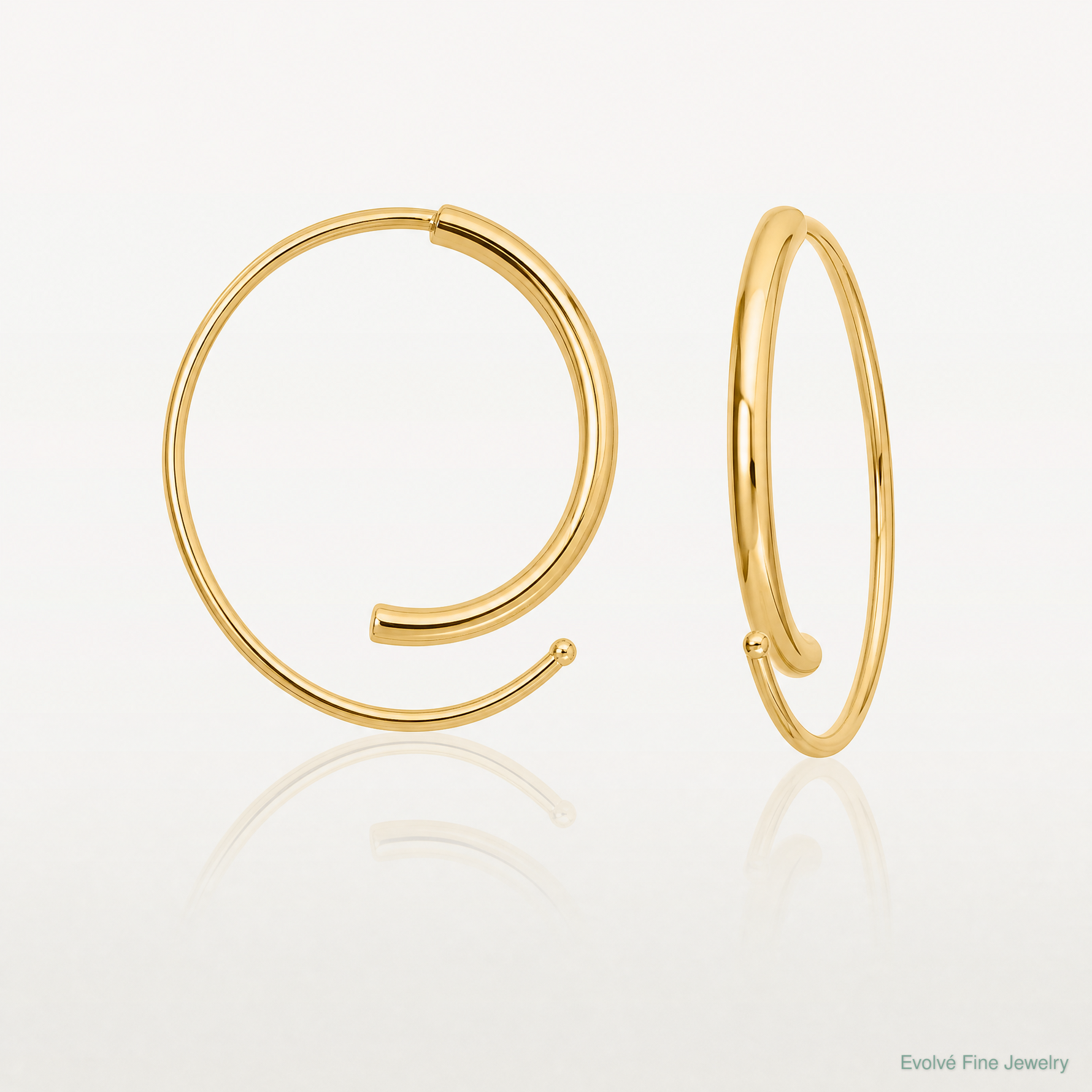Leslie's 14K Polished Round Curved Threader Earrings - Lifestyle View