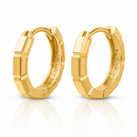 Leslie's 14K Polished and Diamond-cut Huggie Hoop Earrings - Lifestyle View