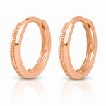 Leslie's 14K Rose Gold Polished and Textured Huggie Hoop Earrings - Lifestyle View