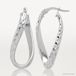 Leslie's 14K w/ White Rhodium Plating Polished & D/C Twist Hoop Earrings - Lifestyle View