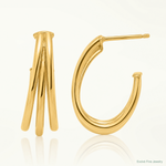 Leslie's 14K Polished 3-Row J-Hoop Post Earrings - Lifestyle View