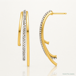 Leslie's 14K Polished with Crystals 3-Row Drop Post Earrings - Lifestyle View
