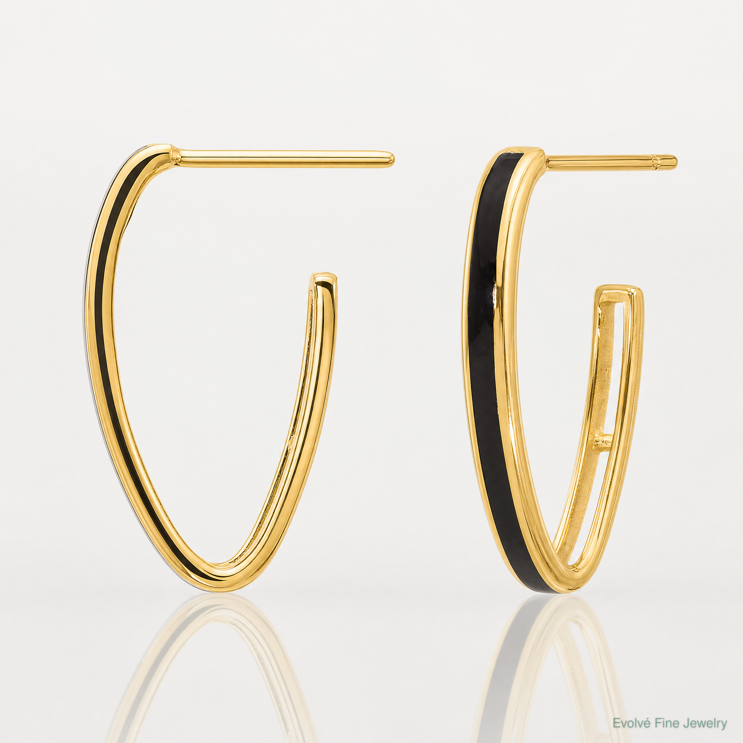Leslie's 14K Polished with Black Enamel Oval J-hoop Post Earrings - Lifestyle View
