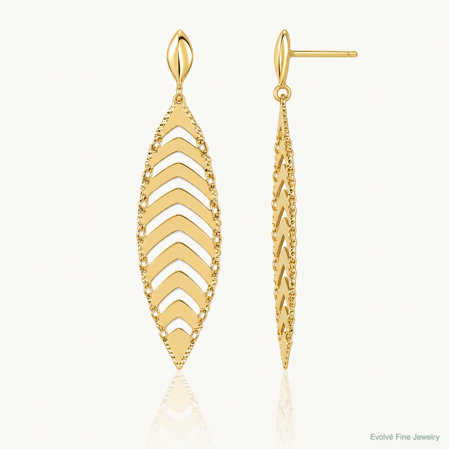 Leslie's 14k Polished D/C Post Dangle Leaf Earrings - Lifestyle View