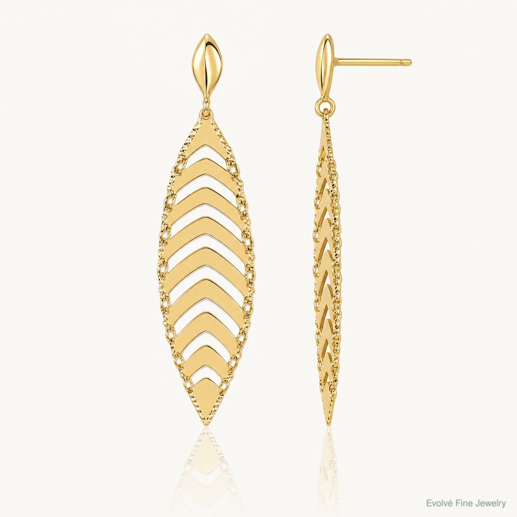 Leslie's 14k Polished D/C Post Dangle Leaf Earrings - Lifestyle View