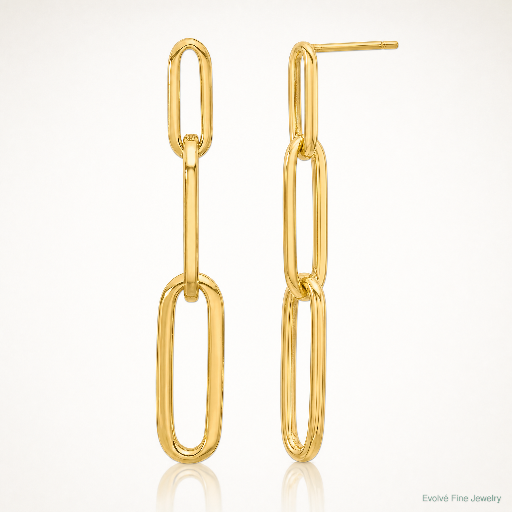 Leslie's 14k Polished Paperclip Link Post Dangle Earrings - Lifestyle View