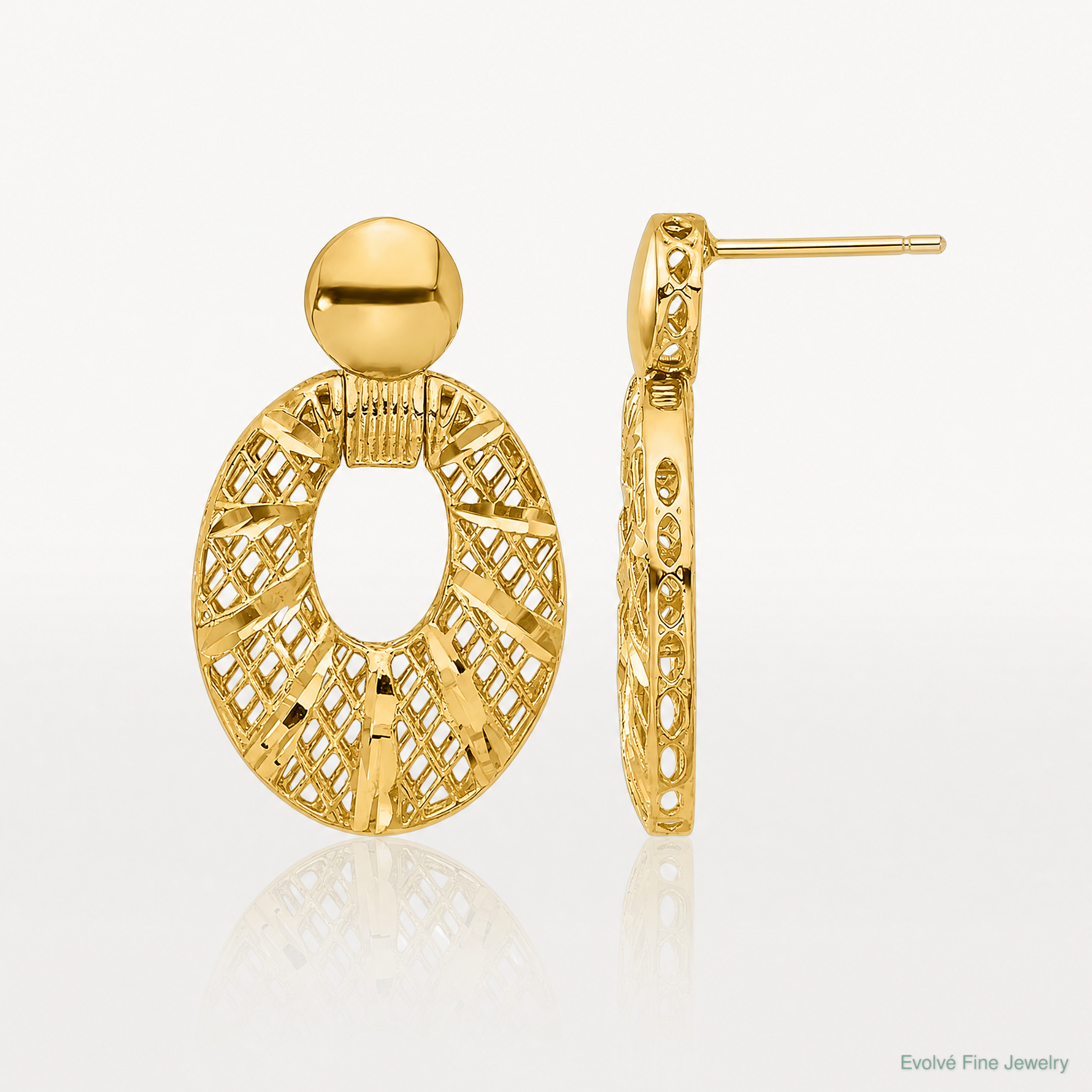 Leslie's 14k Polished D/C Oval Post Dangle Earrings - Lifestyle View
