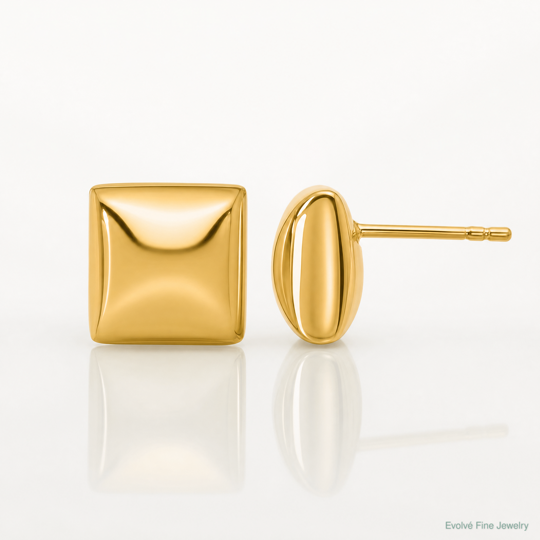 Leslie's 14K Polished Hollow Puffed Square Post Earrings - Lifestyle View
