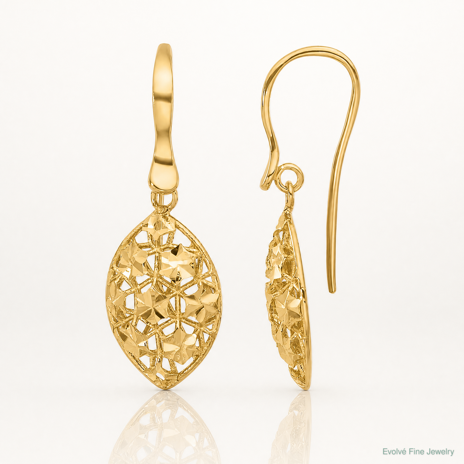 Leslie's 14k Polished D/C Shepherd Hook Dangle Earrings - Lifestyle View
