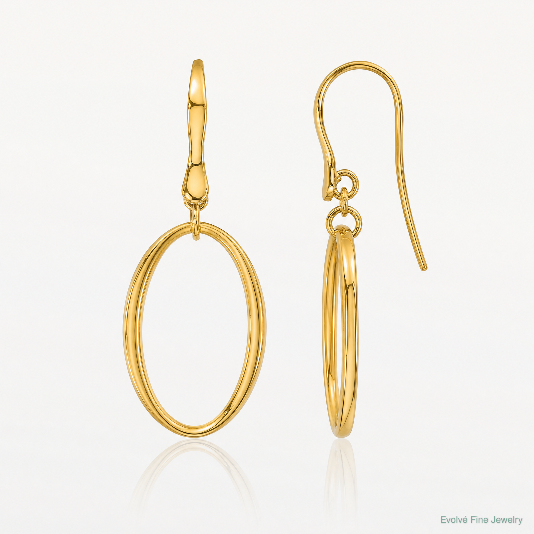 Leslie's 14k Polished Oval Shepherd Hook Dangle Earrings - Lifestyle View