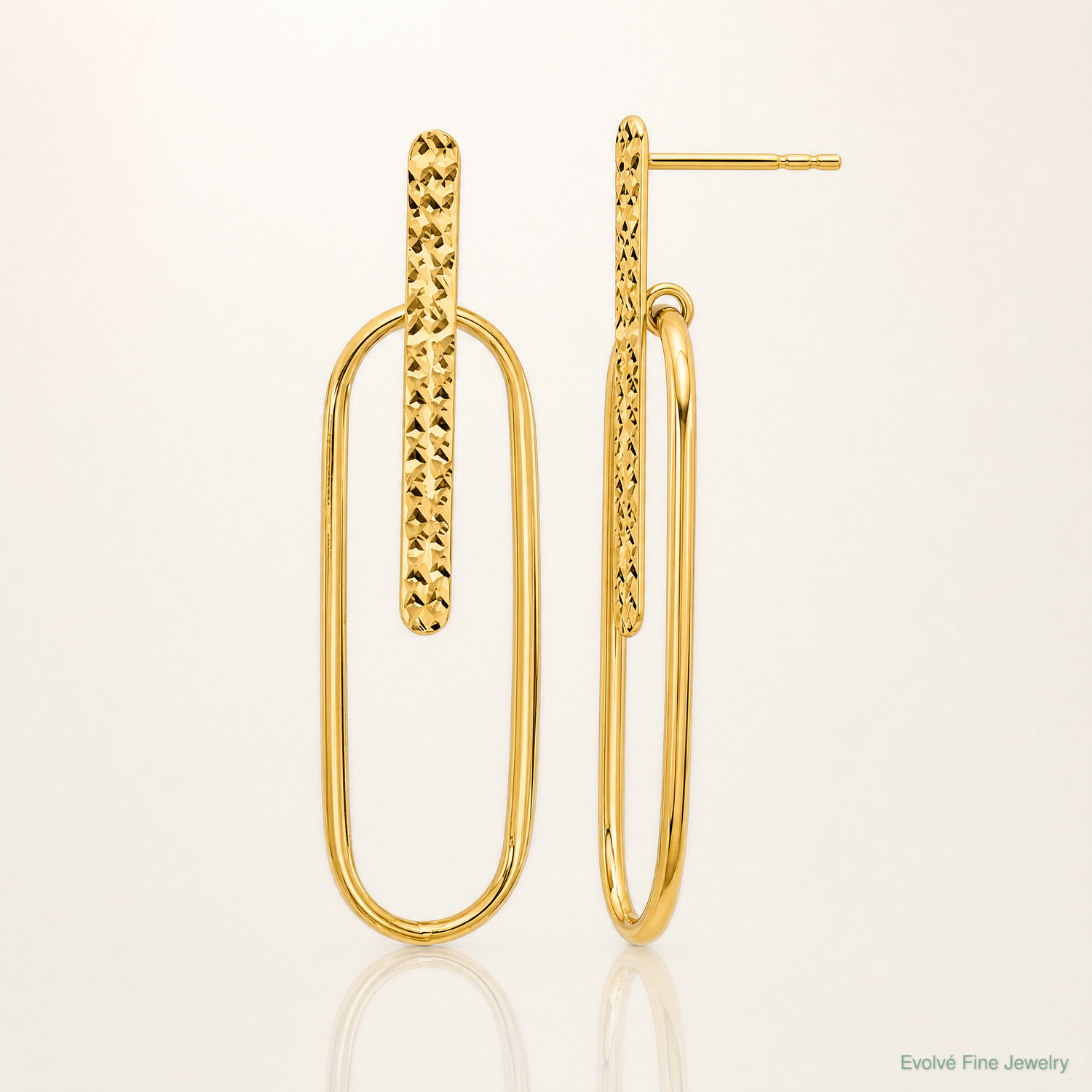 Leslie's 14K Polished and Diamond-cut Oval Dangle Post Earrings - Lifestyle View