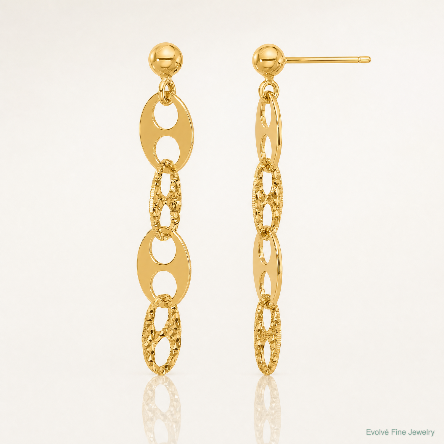 Leslie's 14K Polished and Textured Fancy Link Dangle Earrings - Lifestyle View