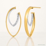 Leslie's 14K w/White Rhodium Polished w/Crystal Oval Drop Post Earrings - Lifestyle View