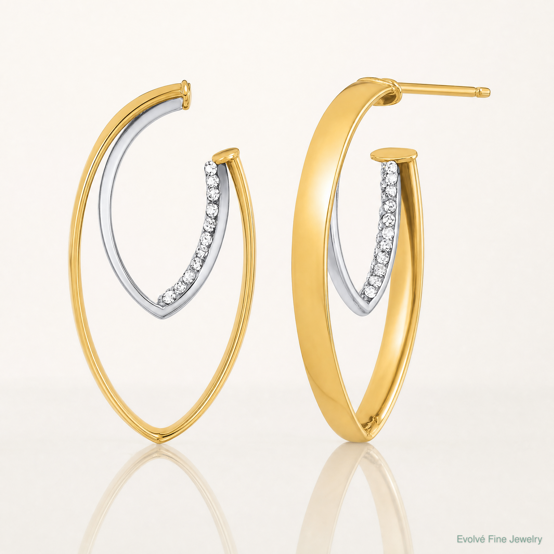 Leslie's 14K w/White Rhodium Polished w/Crystal Oval Drop Post Earrings - Lifestyle View