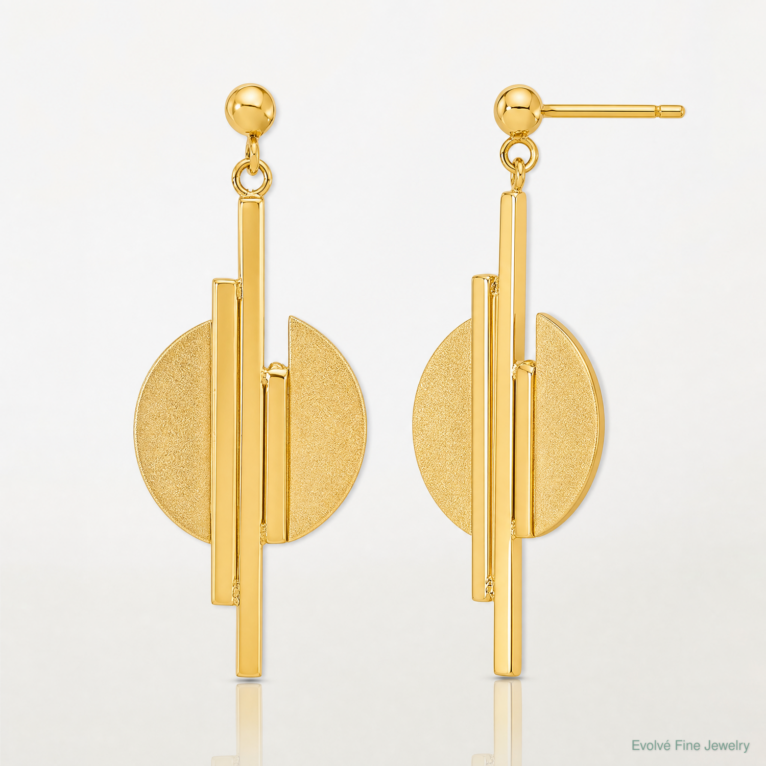 Leslie's 14K Polished and Brushed Dangle Post Earrings - Lifestyle View