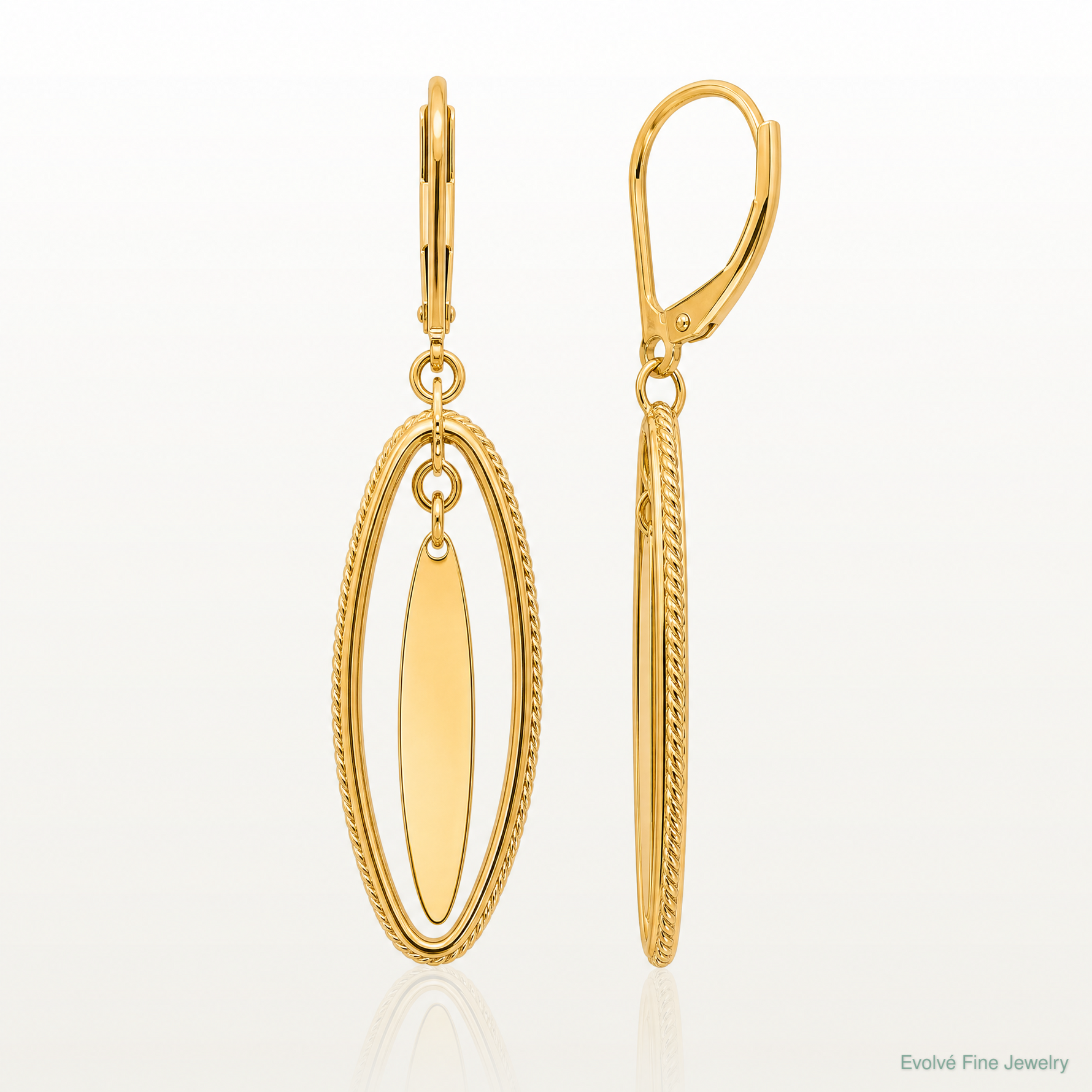 Leslie's 14K Polished and Textured Dangle Leverback Earrings - Lifestyle View