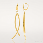 Leslie's 14k Polished and Textured Tube Dangle Leverback Earrings - Lifestyle View
