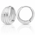 Leslie's 14K WG Polished/Grooved Round Huggie Hoop Earrings - Lifestyle View