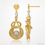 Leslie's 14K TT Polished/Dia-cut Fancy Teardrop Dangle Post Earrings - Lifestyle View